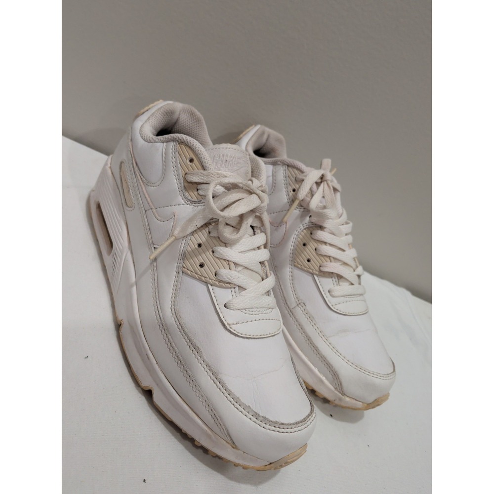 Nike Air Max 90 Shoes Mens Size 6.5Y White Leather CD6864-100 Classic Sneakers